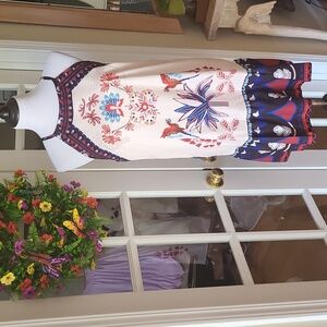 Embroidery Print Halter Dress - Multicolor